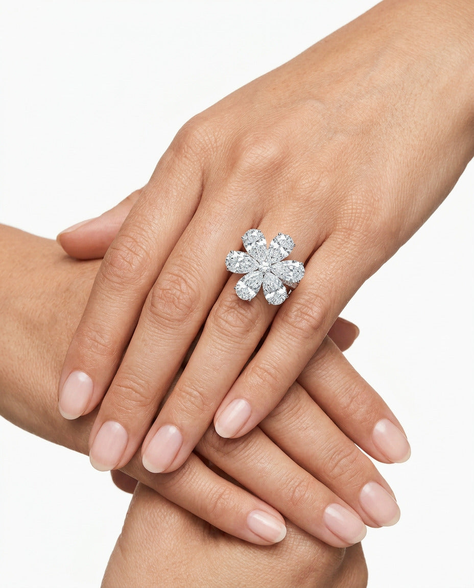 Flower Pavè Cocktail Ring